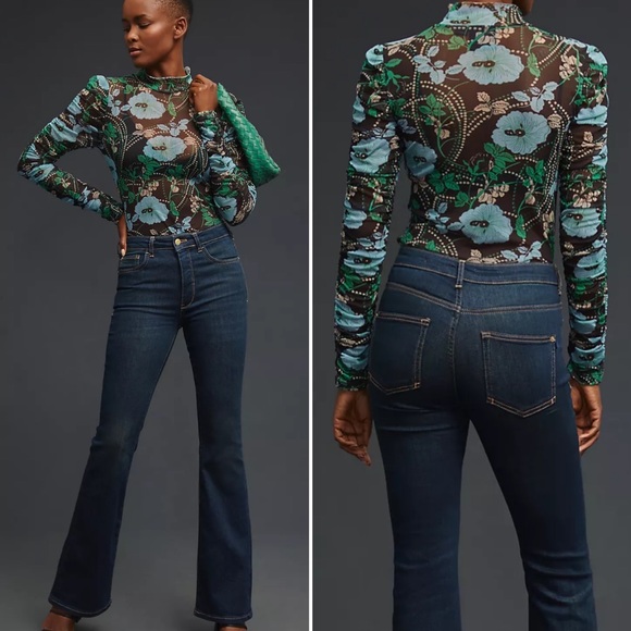 Anthropologie Blue Flare Wide Leg Jeans - Picture 10 of 10